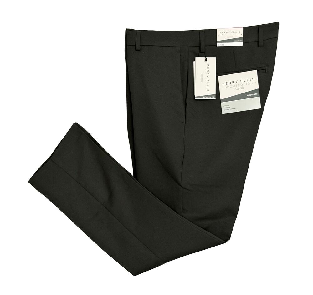 Perry Ellis Portfolio Pants Men's 32"x32" Dress Pants Modern Fit Charcoal NWT